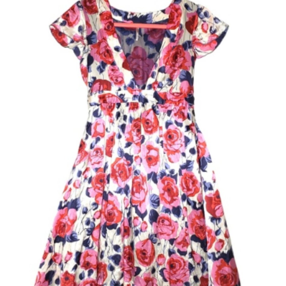Free People Silk Dress with Blue Lace Size 2